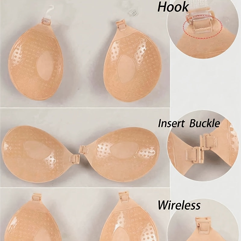 Women'S Sexy Non-Slip Invisible Bra - Wire-Free Seamless Undergarment with Removable Strap, Lightweight Everyday & Special Occasion Bra for Wedding, Swimsuit, Backless Dresses - Discreet Under Clothing - Perfect Gift for Her,