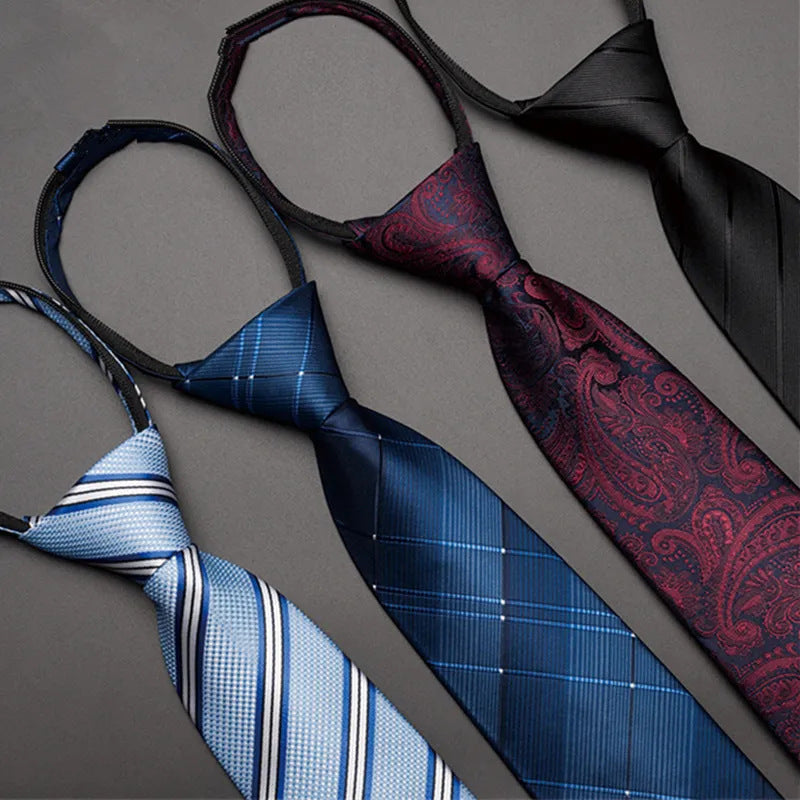 Men's Classic Striped No-Necktie with Lazy Zipper - Linen/Nylon Blend, Multi-Color Options for Business, Weddings & Gifts - Versatile Formal & Casual Accessory
