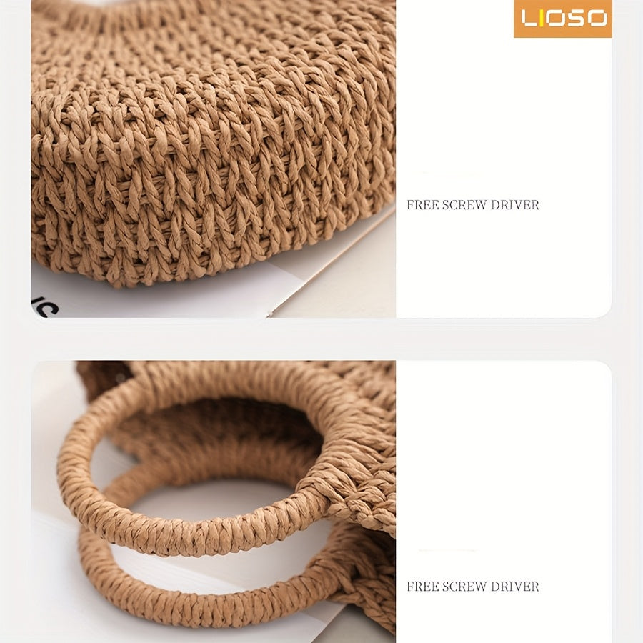 3pcs Women'S Beach Fashion Set, Sun Hat, Beach Hat, Beach Bag, Handbag, Earrings, Ear Jewelry, Women's, Suitable For Outdoor Beach Travel Scenarios.