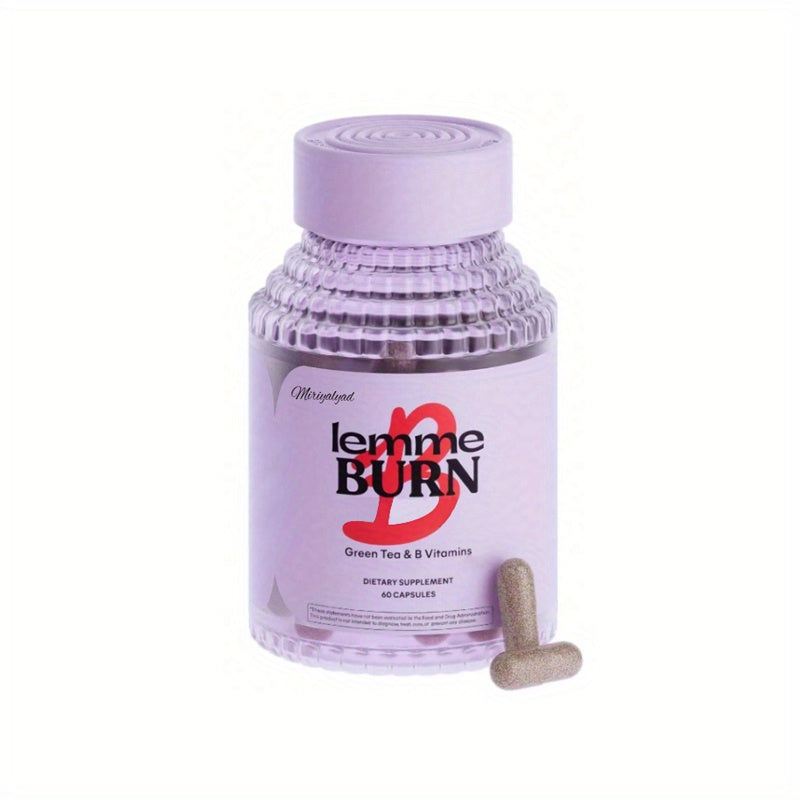 LEMME BURN Green Tea + Active B Vitamins Capsules | Support Healthy | Vitamins And Supplement | 60 Capsules Of Dietary Supplement, Women Probiotics, Local Warehouse, Faster Shipping, Shelf Life 2 Years, Sulphur-Dioxide-Free,