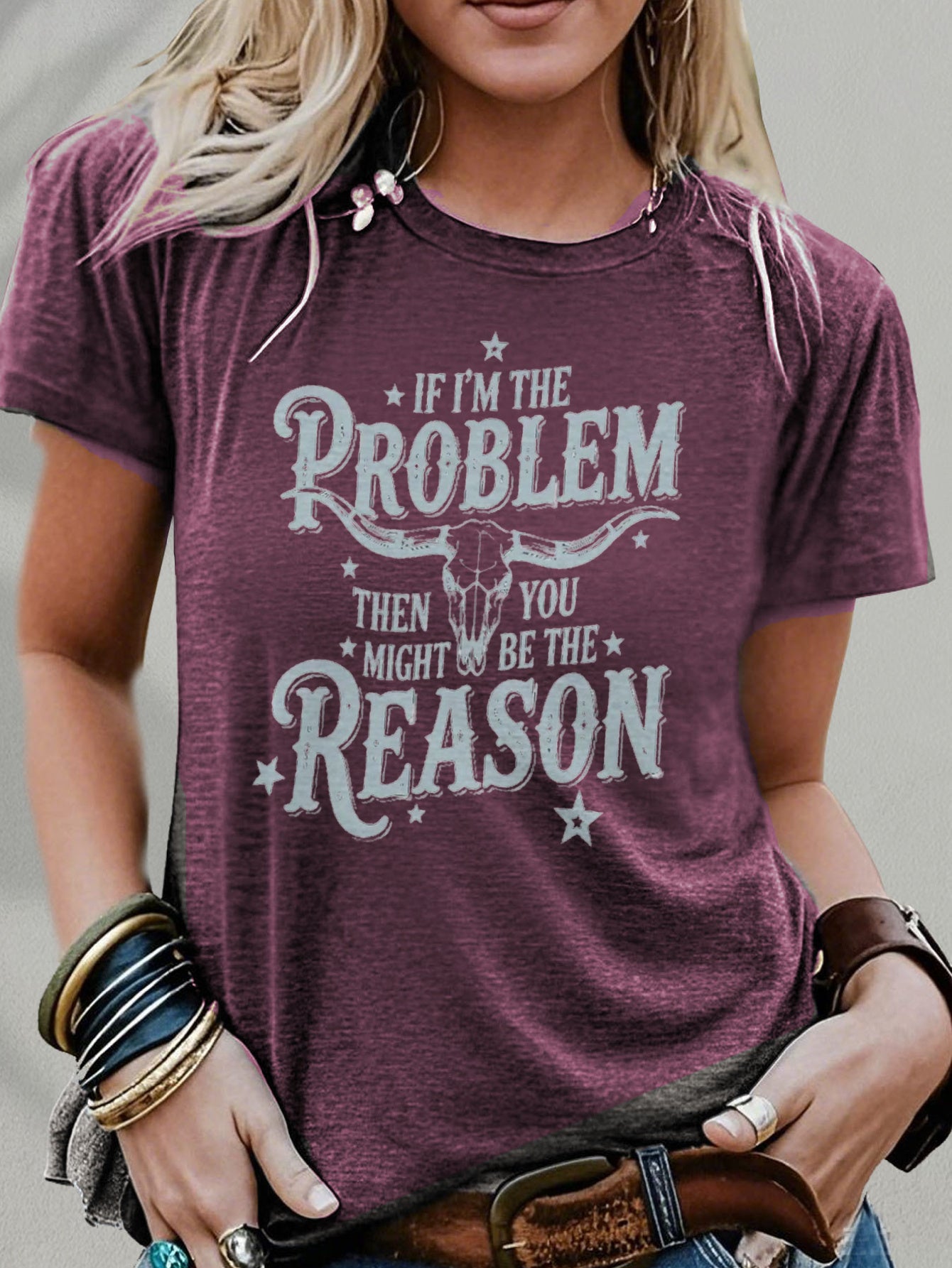 Women'S Funny Cowgirl Saying T-Shirt - "If I Were a Problem" Western Quote Tee in Navy Blue - Soft Everyday Shirt for Country Western Events, Music Festivals, Parties - Casual Country Chic Outfit Essential, Festival Clothing,