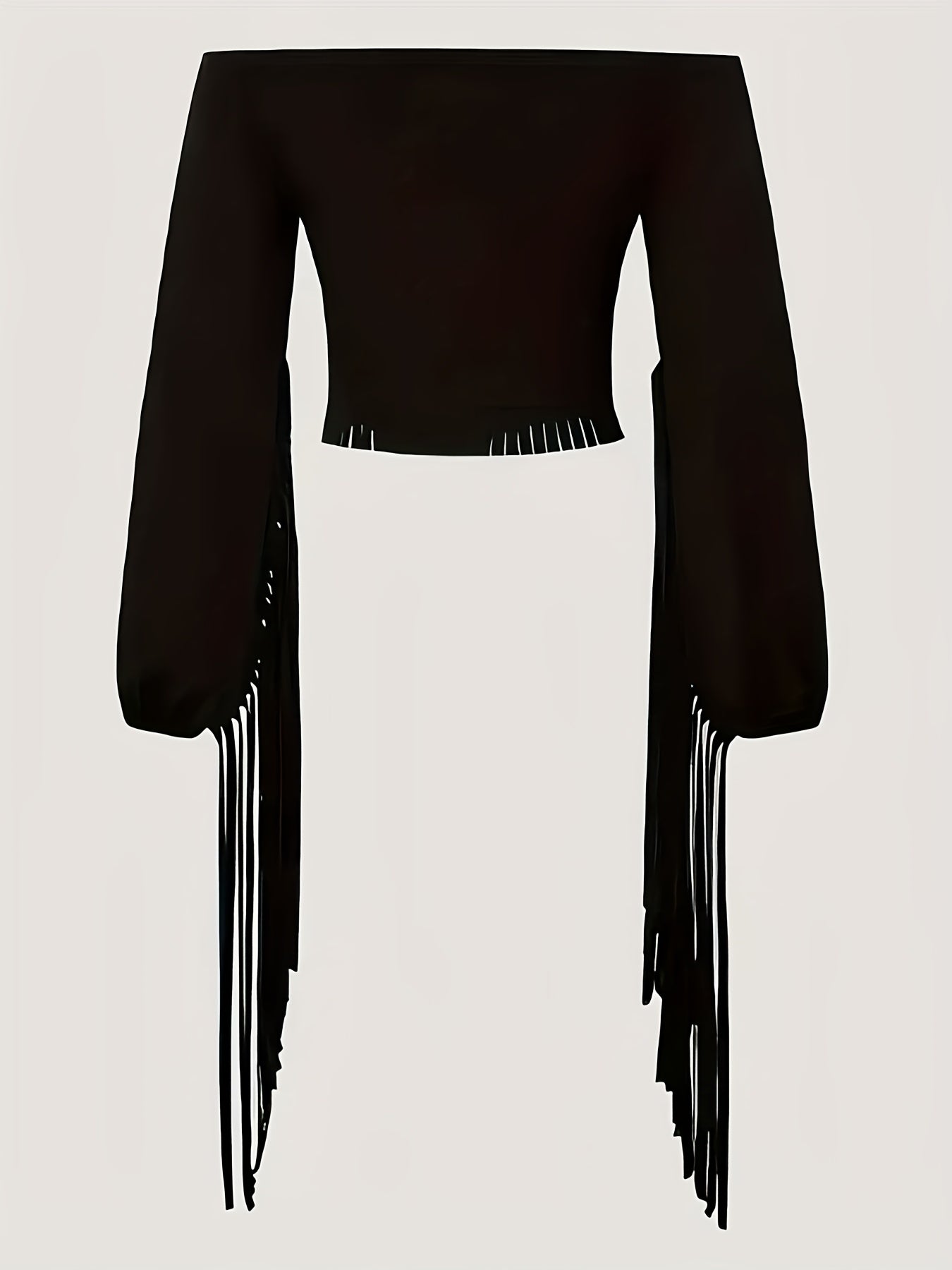 [Vintage Boho Western Top] Vintage Boho Western Off-Shoulder Top, One-Shoulder Fringe Cowboy Blouse, Tribal Print Vacation Long Sleeve Shirt