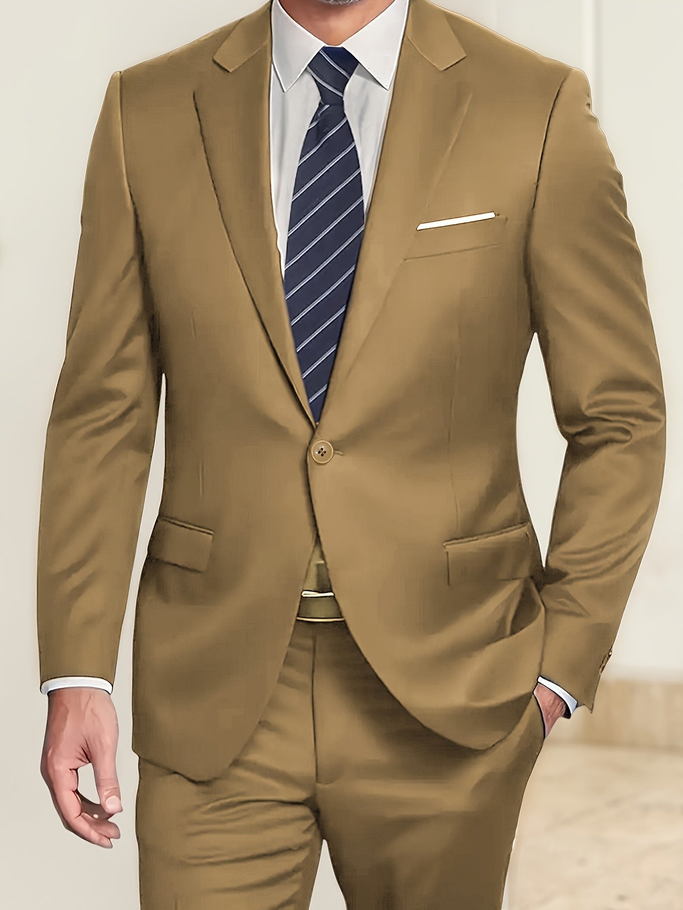 Men'S Single-breasted Suit - 2pcs Suit -- Fashionable Orthodox Business Attire - Suitable For Weddings - Interviews - Weddings - And Gatherings