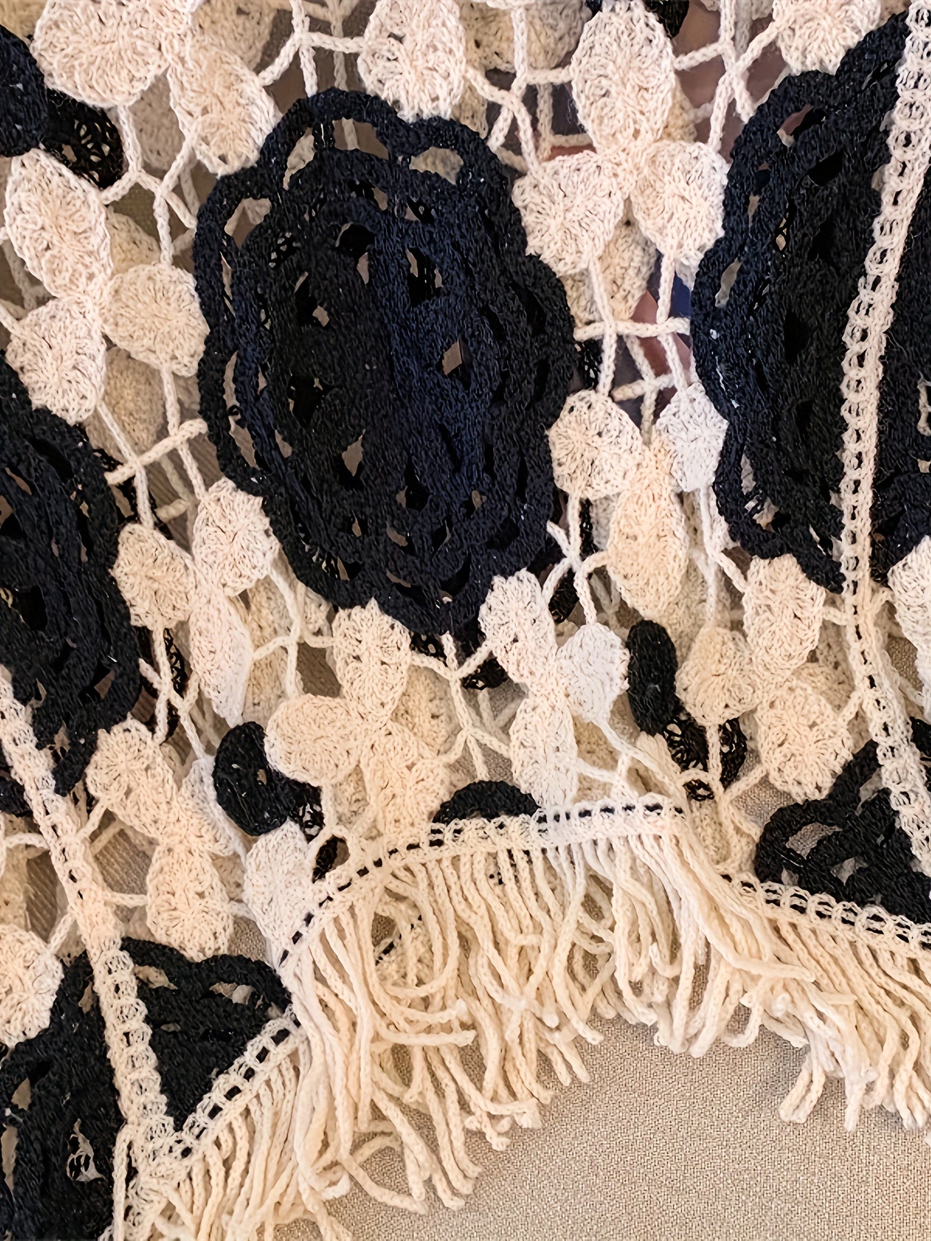 Boho Chic Cardigan Handmade Bohemian Crochet Cardigan Sweater for Women - Long Sleeve Semi-Sheer Cover-up with Ethnic Geometric Pattern in Beige/Brown, Loose Fit for Beach, Parties, Everyday - Boho Chic, Lace-like Layering