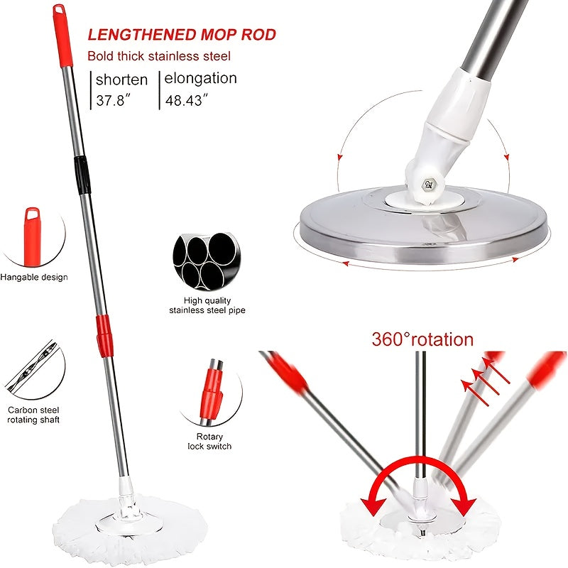 Mop Bucket Set, Spin Mop And Bucket With Wringing System, Bathroom Mop Bucket, 360° Spin Mop System With 4 Ultra-Fine Fiber Mop Replacement Heads, Suitable For Living Room, Bedroom, Kitchen, For Hardwood Tile Marble Floors