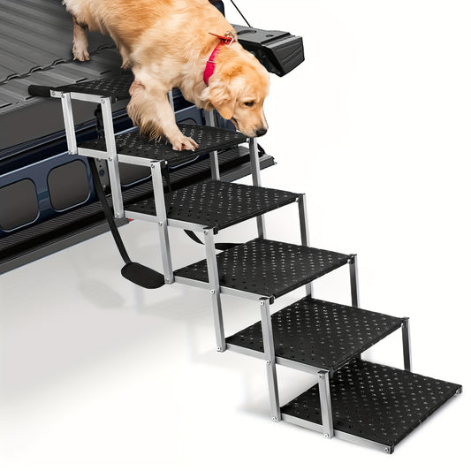[Heavy-Duty Dog Ramp] Portable Heavy-Duty 1pc Metal Dog Ramp for Cars, SUVs, Trucks - Non-Slip Surface, Folding Pet Stairs with Reinforced Steps Supports up to 200 lbs, Ideal for Large Dogs