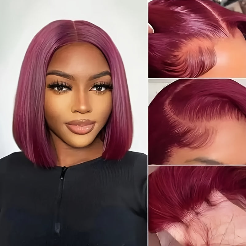 [Straight Human Hair Wig] 250% Density Straight Human Hair Glueless Wig, Glueless Straight Bob Wigs for Women, 13x4 HD Lace, Preplucked Pre Cut Lace Air Wig, Put On And Go Human Hair Wigs