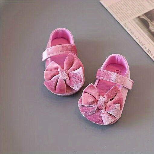 [Princess Mary Jane Flats] Princess Baby Girls Mary Jane Flats With Bowknot | First Walker Shoes Crib Shoes Wedding Party Christmas Dress Shoes