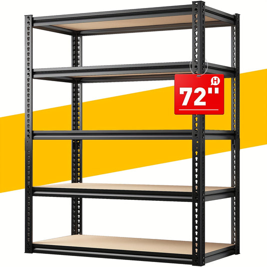 2000LBS Garage Shelving 72''H Storage Shelves Heavy Duty Shelving 5 Tier Metal Shelves For Garage Shelves 35.5"W X72"H X 15.8"D, Adjustable Shelving Unit For Basement Pantry Utility Rack Shelf, Utility Shelves