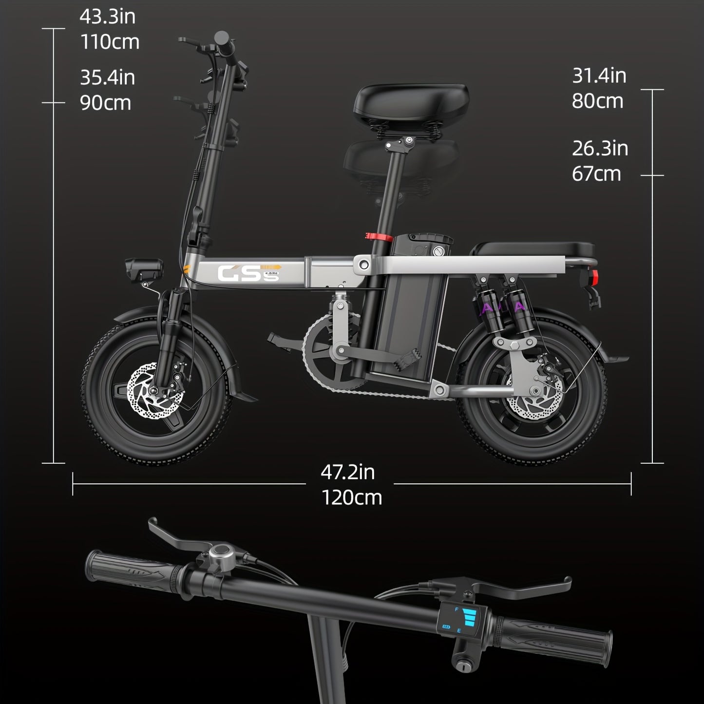 [UPlee Electric Bike] UPlee 48V 15AH Electric Bike - 20MPH 32Miles Commuting Ebikes - 740W Peak Brushless Motor, Lightweight 14'' Tires Folding Electric Bicycles with Battery Power Display