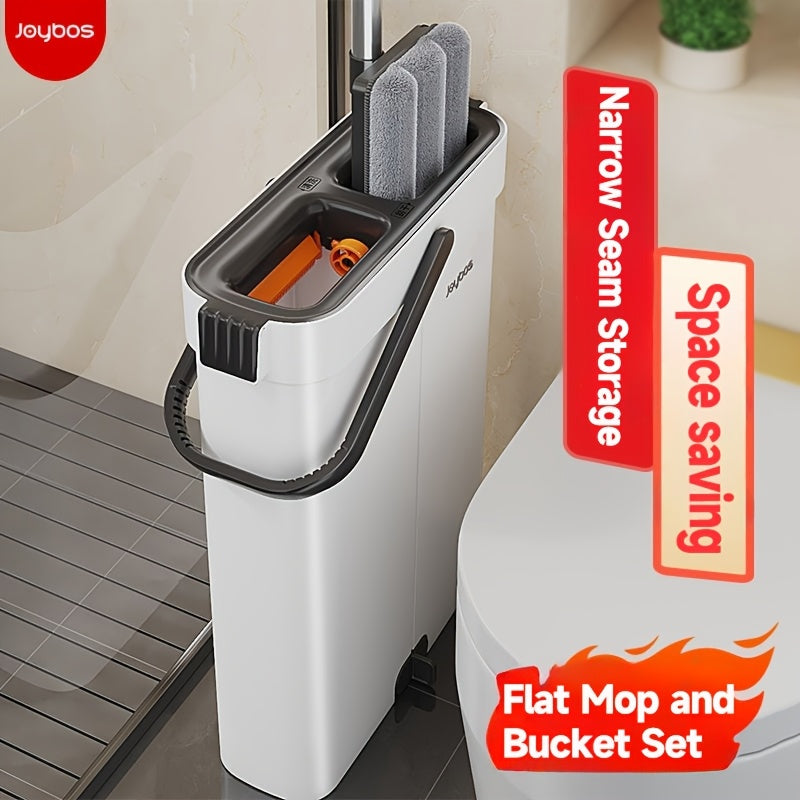Mop And Mop Bucket Combo Set, Hand-free Flat Mopping Mop And Bucket, Washable Reusable Microfiber Cloth, Wet And Dry, Can Mop Tile Wood Floor Marble, Suitable For Living Room, Bedroom, Kitchen, Bathroom Use