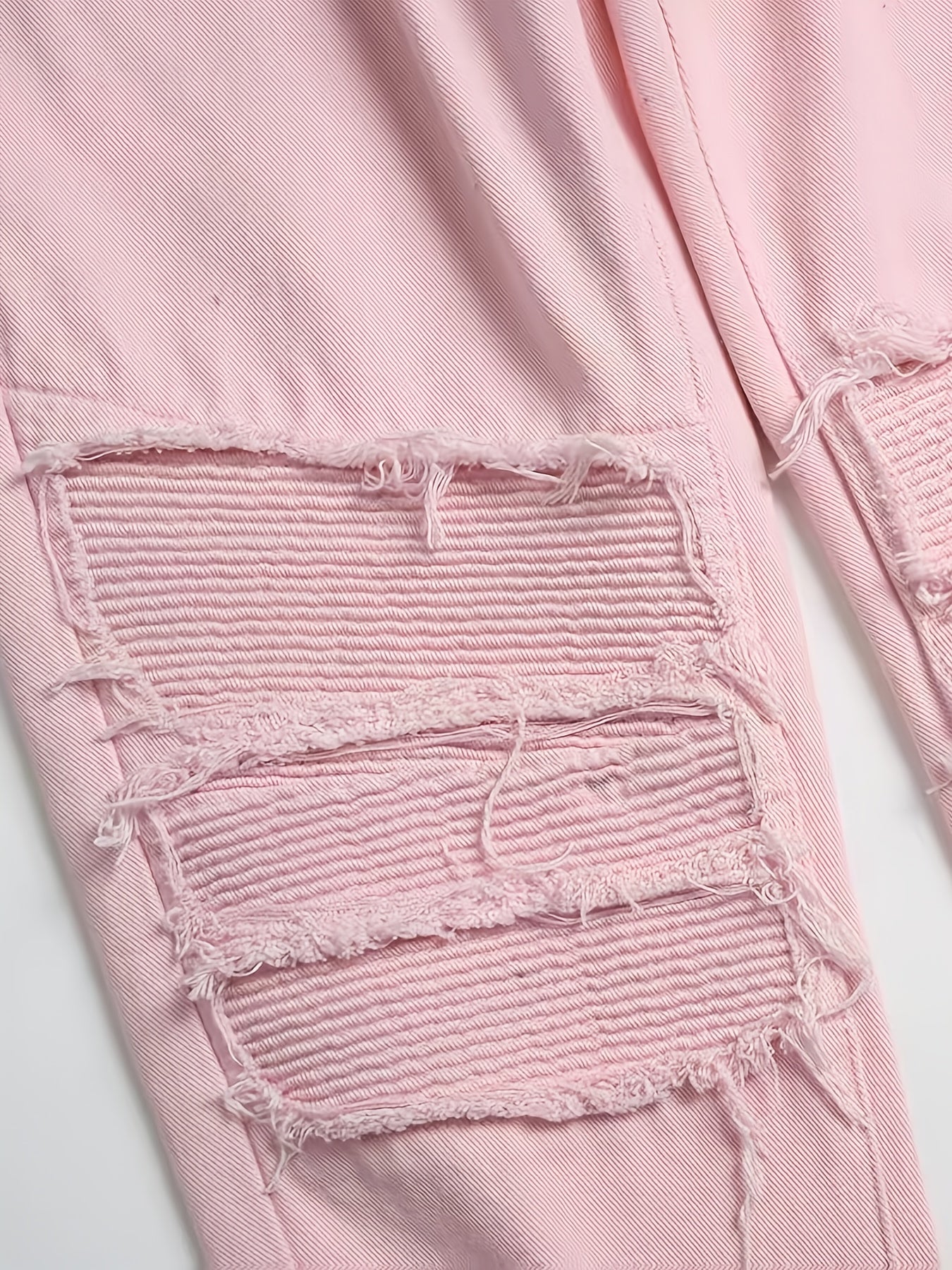 Men's Slim-Fit Stretch Jeans with Built-In Zipper & Ripped Washed Texture - Light Pink Distressed Streetwear Style, Reinforced Stitching, All-Season Comfort for Casual & Office Wear - Machine Washable Modern Trousers