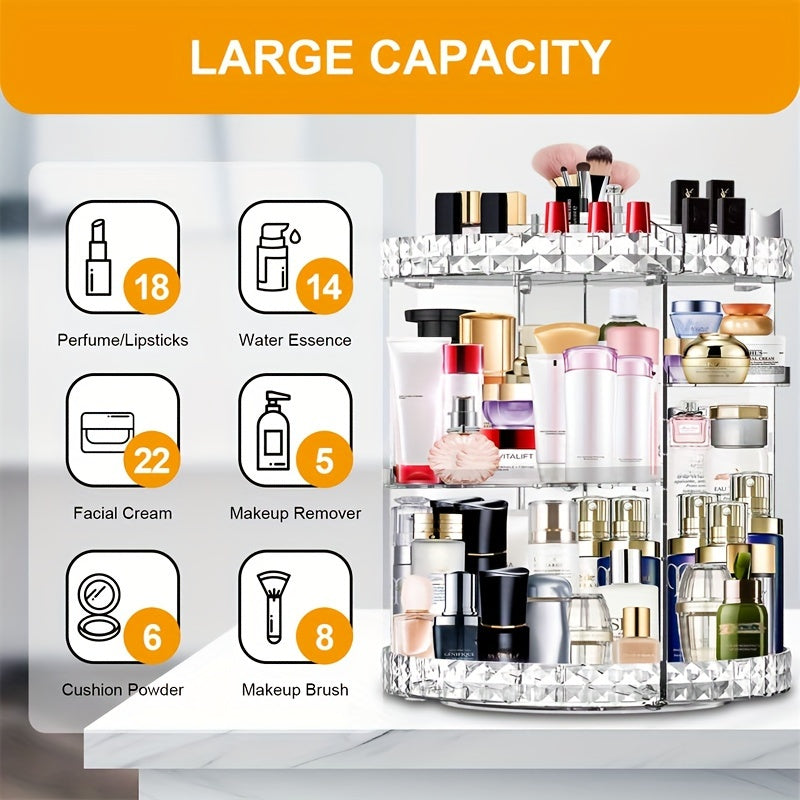 360° Rotating Makeup and Perfume Organizer - 7 Adjustable Tiers, Large Capacity, Transparent Cosmetic Storage with Spacious Shelves for Beauty Products, Ideal for Bathroom Vanity Display, Vanity Accessories