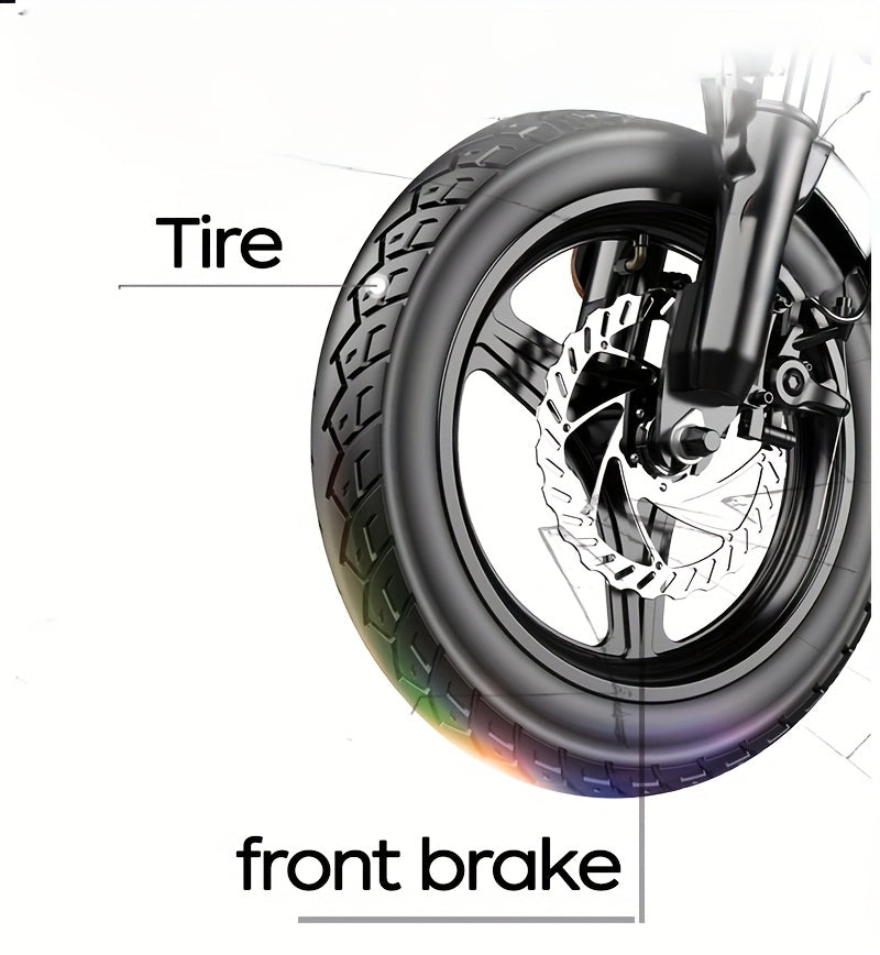 14 Inch Foldable Adult Electric Bicycle, Clearance Dealership, 500w Motor, Maximum Speed Of 20 MPH, 48V 10.4Ah Lithium Battery, 14 Inch Tires, Portable Folding Design, Outdoor Cycling Exercise, Urban Commuting Travel, Detacha