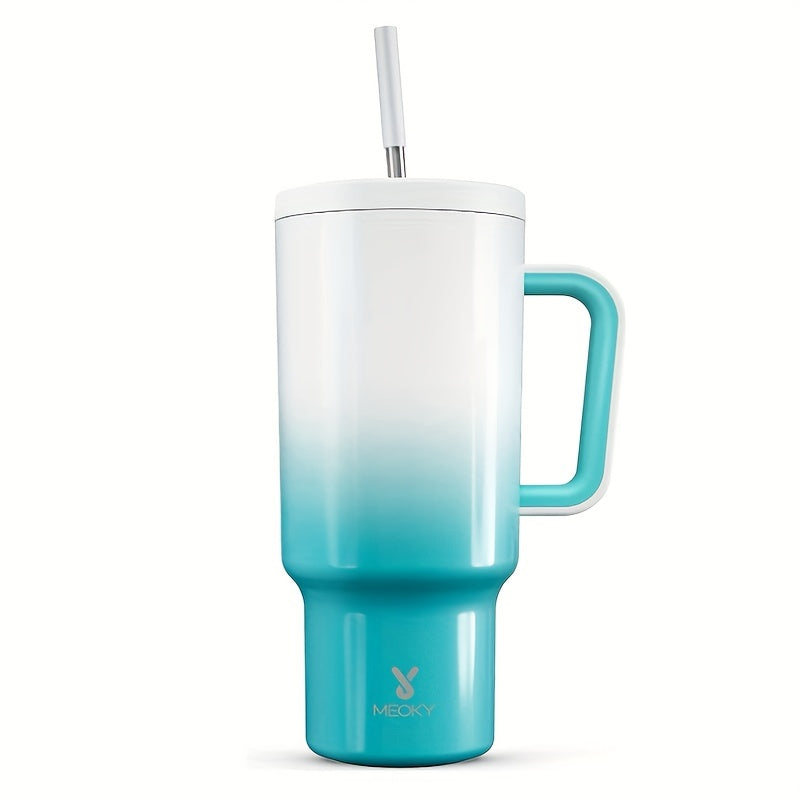 Mug 40 Oz Stainless Steel Tumbler With Lid And Straw - Insulated Water Bottle Keeps Drinks Cold For 34 Hours Or Hot For 10 Hours - Perfect For Outdoor Activities, Camping, Hiking, And Traveling - Includes Handle And Gift Drin