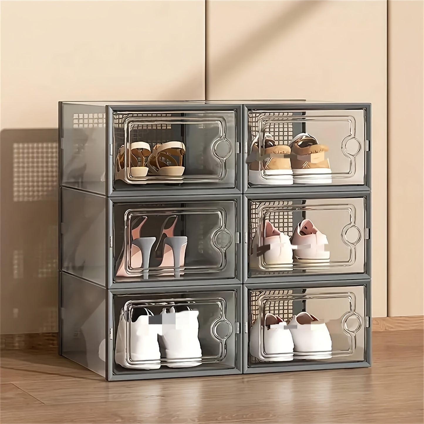 6/12/24pcs Transparent Shoe Box, Suitable For Wardrobes, Shoe Display Cabinets, Sports Shoe Storage Boxes, Male And Female Free Installation Shoe Storage Cabinets - Foldable Plastic Sports Shoe Storage Box, Christmas