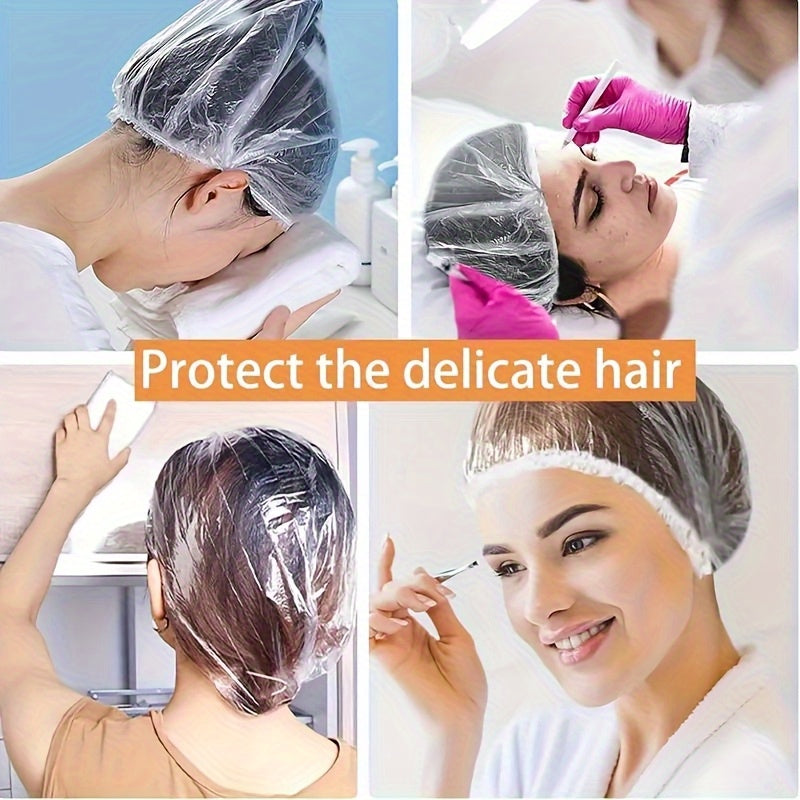 100pcs Professional Barber Shop Oil Film Hair Dye Caps - Waterproof Transparent Plastic, Easy to Carry for Travel, Hotel & Home Use - Essential Deep Conditioner for Men & Women