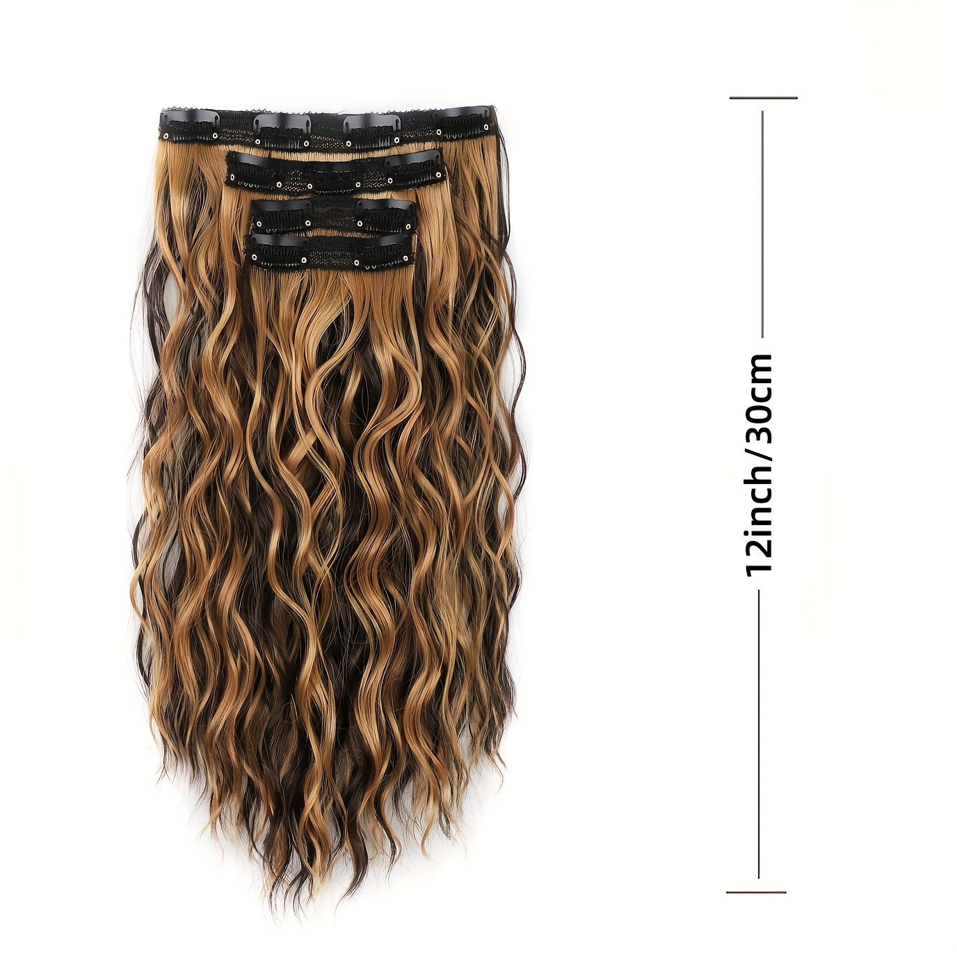 12 Inch Curly Hair Extensions with Invisible Clips - Natural Looking Curly Waves, Chocolate Brown & Honey Blonde Ombre, Soft Lace Weft Clip-In Extensions for Women, Volume & Length, Comfortable Clip-In Wig for Daily Use Speci