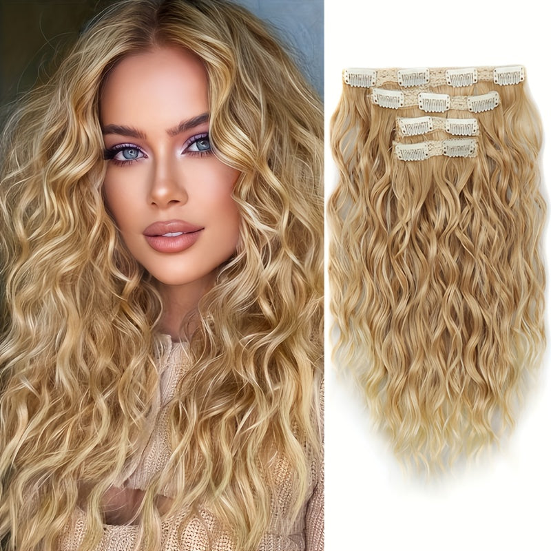 12 Inch Curly Hair Extensions with Invisible Clips - Natural Looking Curly Waves, Chocolate Brown & Honey Blonde Ombre, Soft Lace Weft Clip-In Extensions for Women, Volume & Length, Comfortable Clip-In Wig for Daily Use Speci