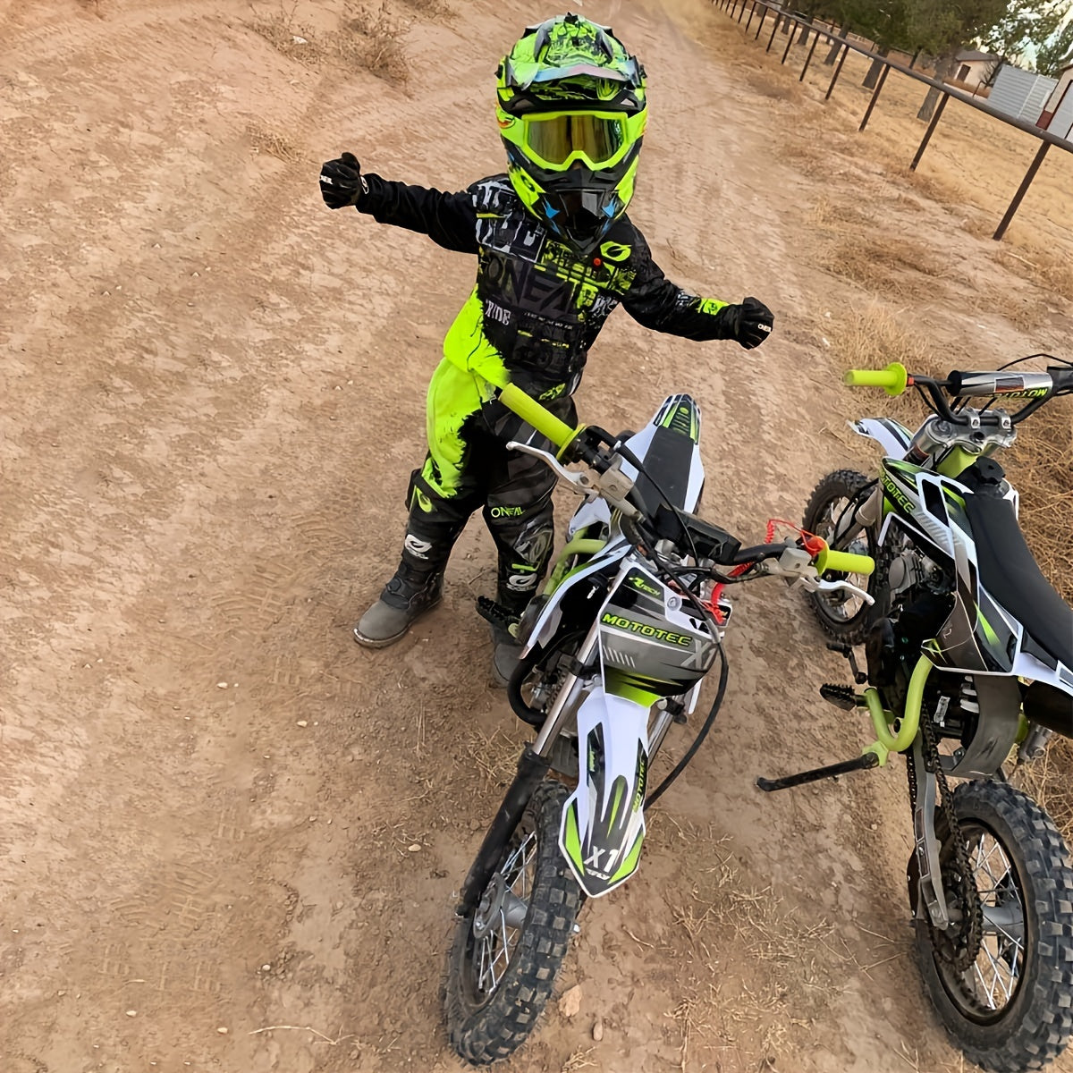 Gas Dirt Bike | 110cc 4-Stroke Engine | 6.7 HP, 8000 RPM | Carbon Steel Frame | Electric Start | SAE 10W | 74.39oz Fuel Tank | Durable Design for Off-Road Adventures, Offroad Biking | Dynamic Graphics | Rugged Tires