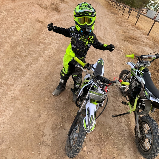 Gas Dirt Bike | 110cc 4-Stroke Engine | 6.7 HP, 8000 RPM | Carbon Steel Frame | Electric Start | SAE 10W | 74.39oz Fuel Tank | Durable Design for Off-Road Adventures, Offroad Biking | Dynamic Graphics | Rugged Tires
