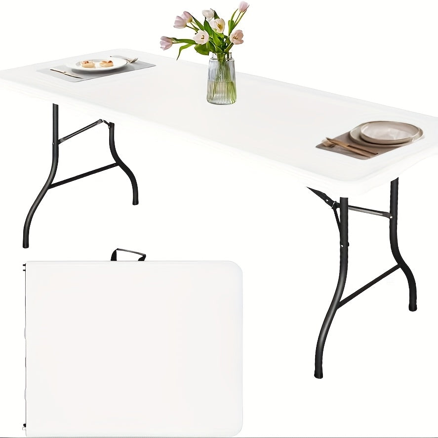 Folding Table 30*20inch/4ft/6ft Portable Heavy Duty Plastic Fold-In-Half Utility Table Indoor Outdoor Adjustable Height Folding Table with Carrying Handle, Office, Camping And Party, Back to School