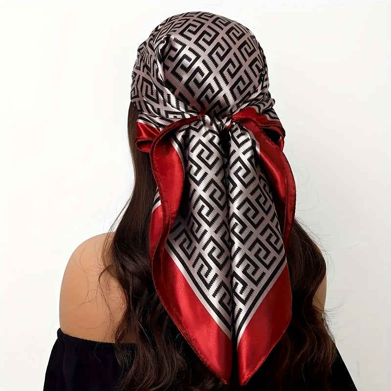 [Exquisite Head Scarf] 4pcs Exquisite Head Scarf for Women | Inspired Black Square Scarf with Golden & Zebra Print - Glamorous Headwear for Any Occasion