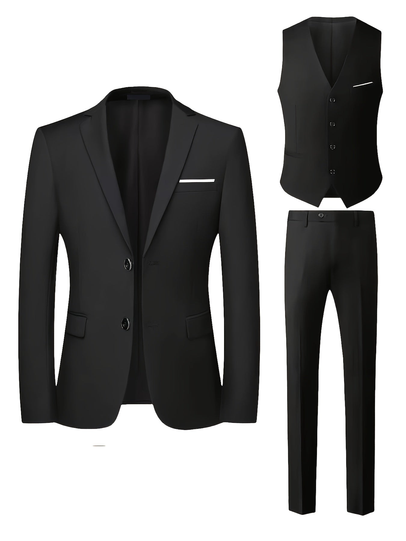 [Plus Size 3-Piece Suit] Premium Plus Size Men's Three-Piece Suit Set | Formal Wear, Wedding Attire, Business Casual, Holiday Gift