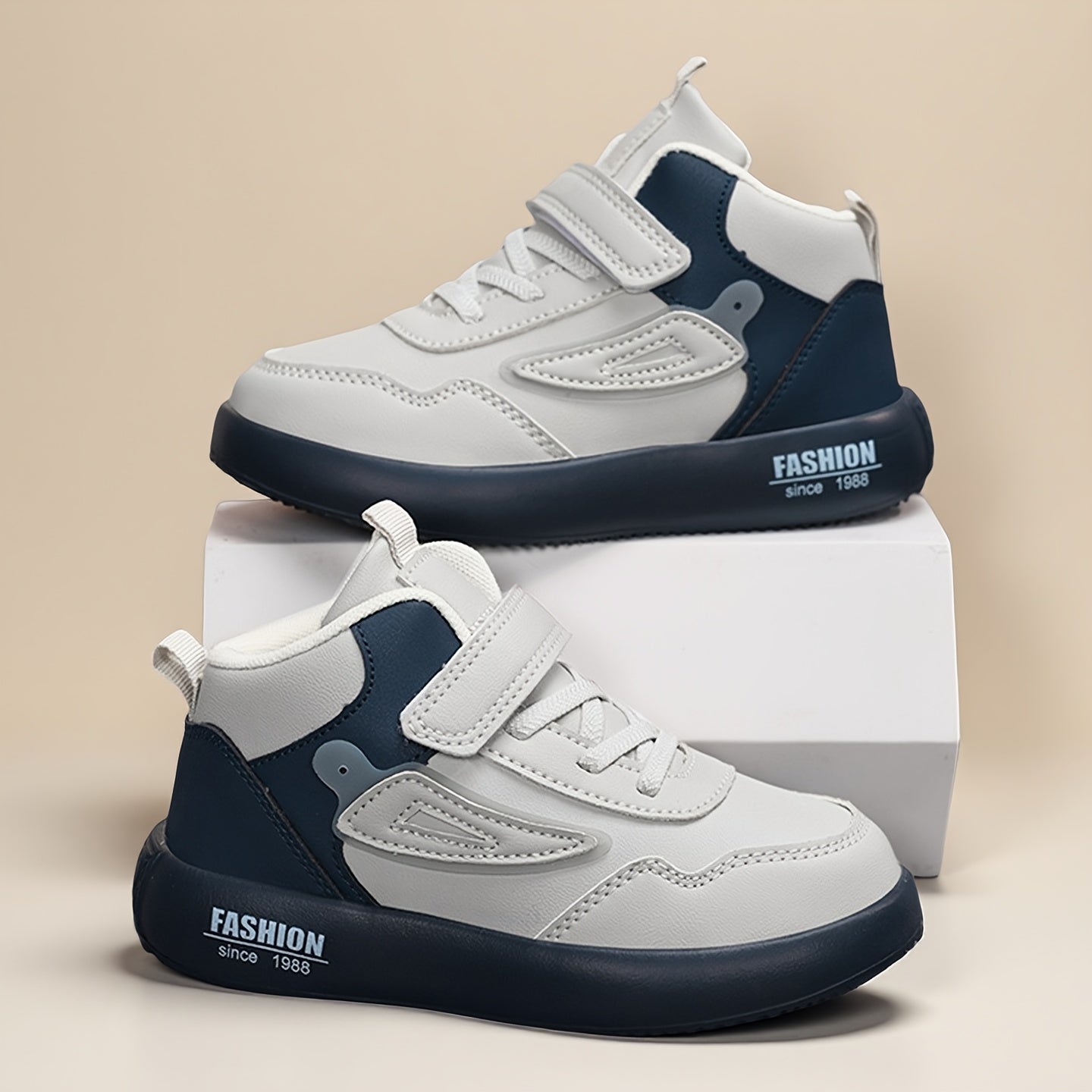 Boys' Lightweight Mid-Top Sneakers with Closure - Breathable -like Upper, Cushioned EVA Sole & Arch Support - All-Season Black/White Sneakers for Running, Gym, School & Casual Attire - Comfortable Casual Sports Shoes for Acti