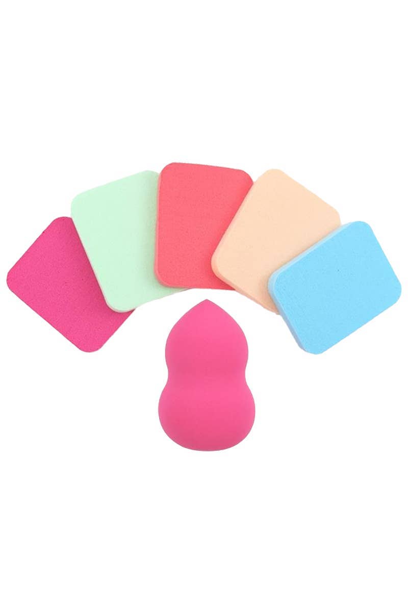 Makeup Applicator Sponge Squares And Puff - 6 Pcs Set