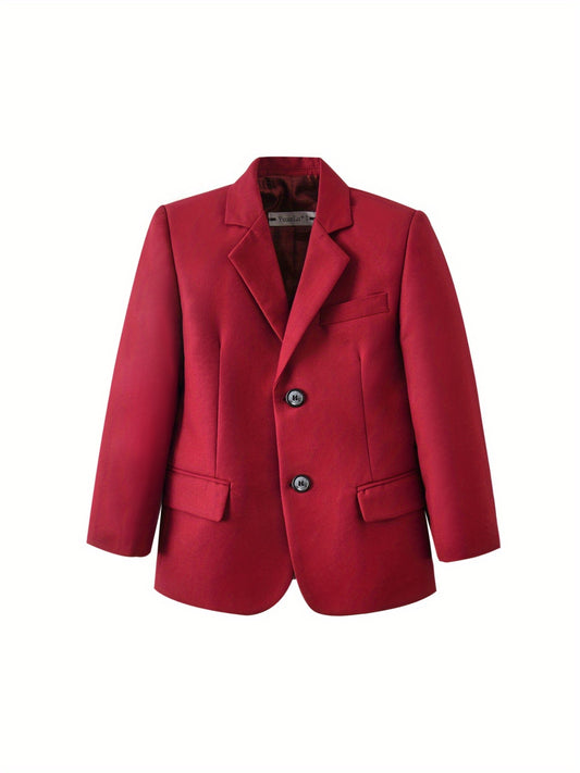 Boys Suit Single Blazer Party Banquet Graduation Holiday Casual Wedding Vacation School Birthday Gift Teenager Formal Dress Jacket Size 2-16Y 1pc Back to School Season