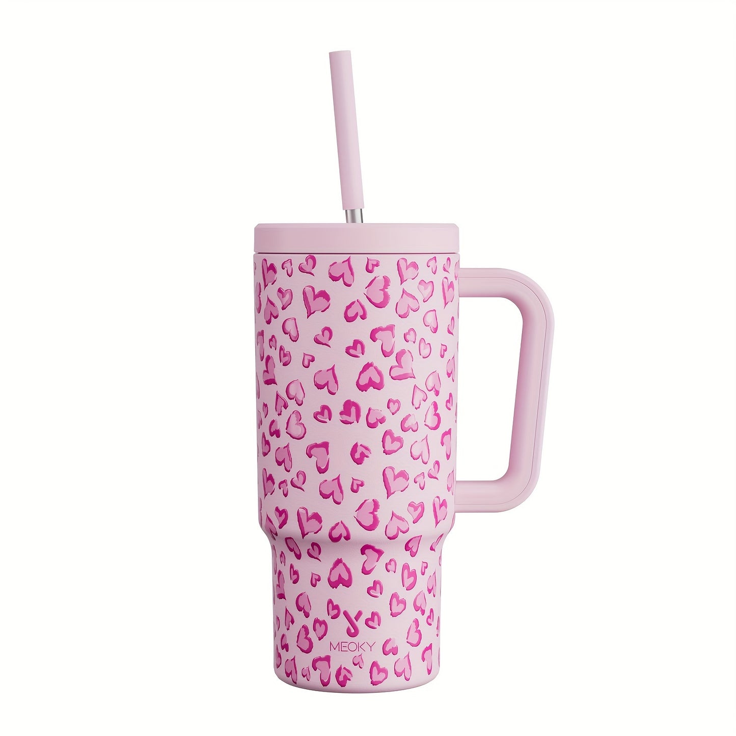 Meoky 24oz Stainless Steel Insulated Tumbler with Lid, Straw & Handle - Leakproof, BPA-Free, Ideal for Outdoor Adventures, Camping, Hiking & Travel - Keeps Drinks Cold for 24 Hours or Hot for 8, Gift Drinking Cups