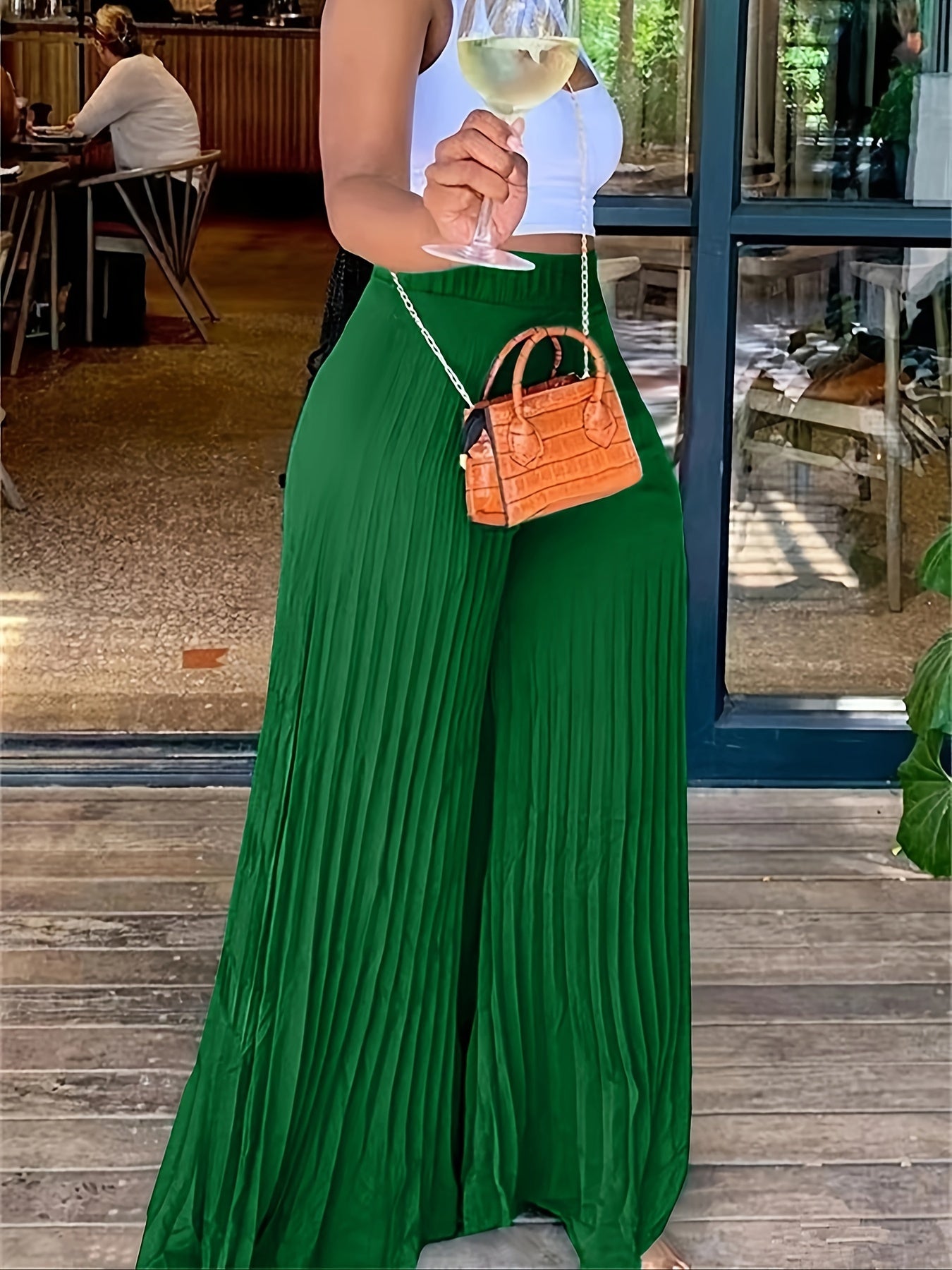 Extra-Long Wide-Leg Pleated Pants - Casual & Versatile High Waist For Daily Wear - Women's Clothing
