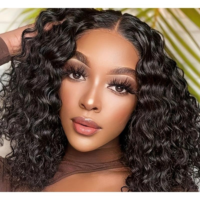 13x4 Water Wave Frontal 14 Inch Curly Bob Wig Wet and Wavy For Women