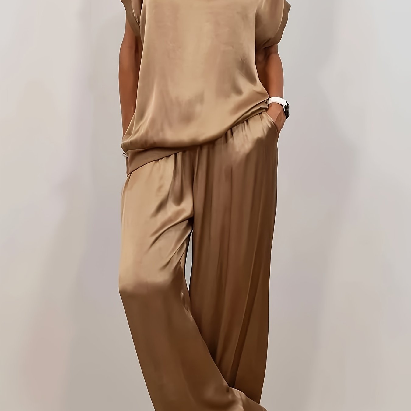 [Trendy Casual Set] Trendy Casual Set: Spring/Summer Loose Shirt & Wide Leg Pants