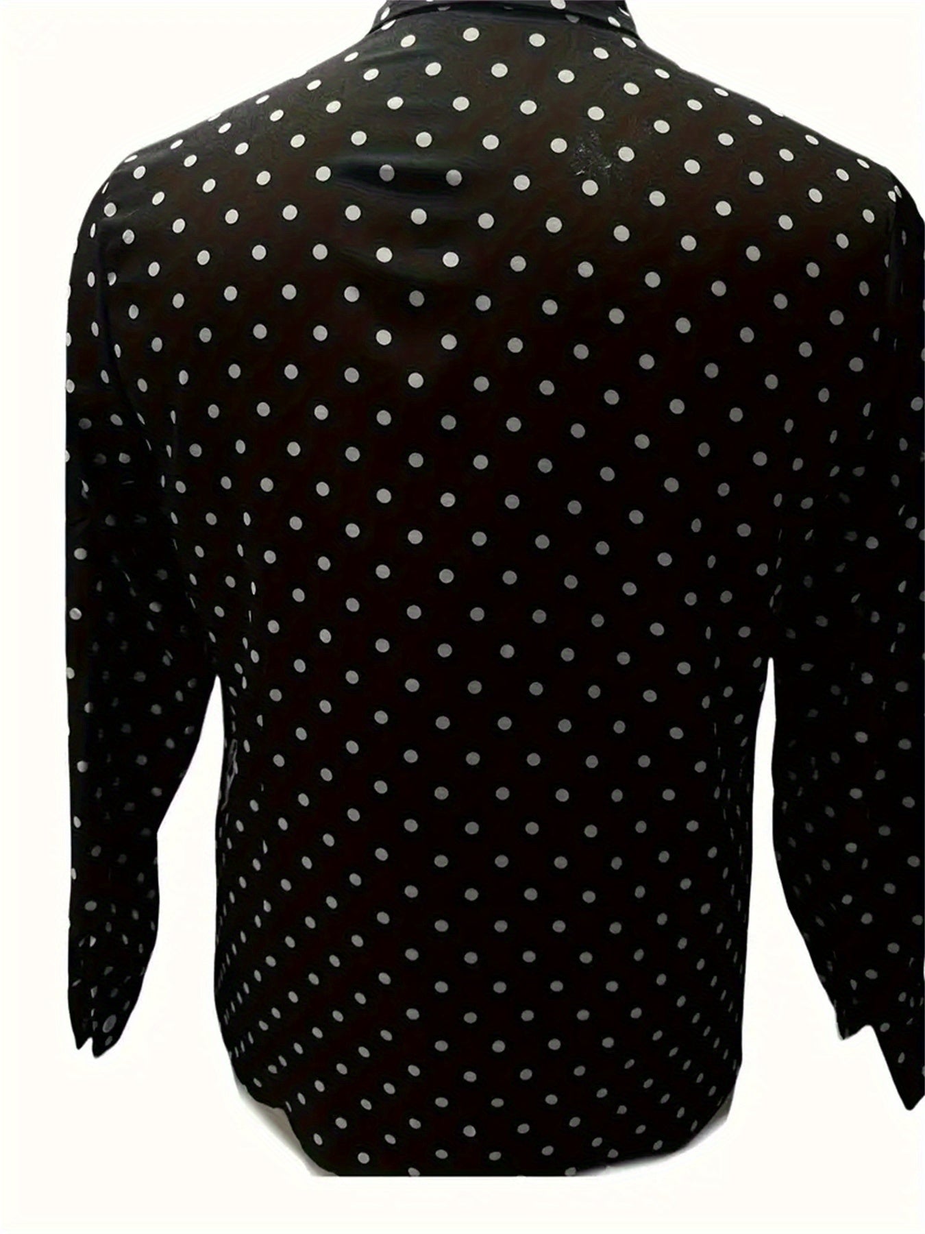 Men'S Casual Long-Sleeved Shirt with Polka Dot Pattern, Breathable Polyester, Lapel And Button Design, a Casual Top Suitable for Both Men And Women for Beach And Outdoor Activities