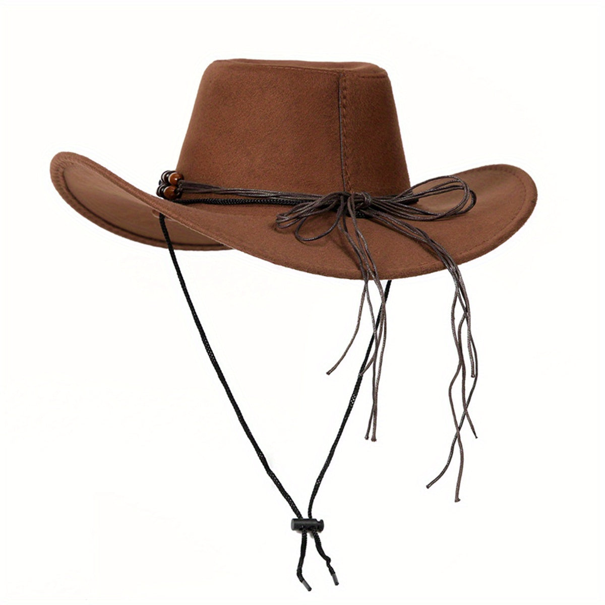Women Men Vintage Western Hat Wide Brim Cowgirl Cap with Gem Beaded Belt Trendy Sun Hat for Outdoor Party