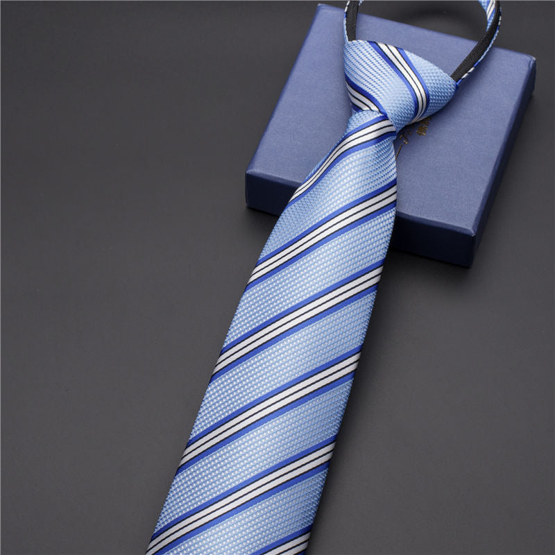 Men's Classic Striped No-Necktie with Lazy Zipper - Linen/Nylon Blend, Multi-Color Options for Business, Weddings & Gifts - Versatile Formal & Casual Accessory