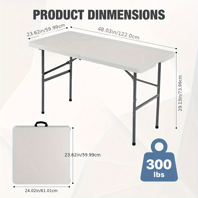 Folding Table 30*20inch/4ft/6ft Portable Heavy Duty Plastic Fold-In-Half Utility Table Indoor Outdoor Adjustable Height Folding Table with Carrying Handle, Office, Camping And Party, Back to School
