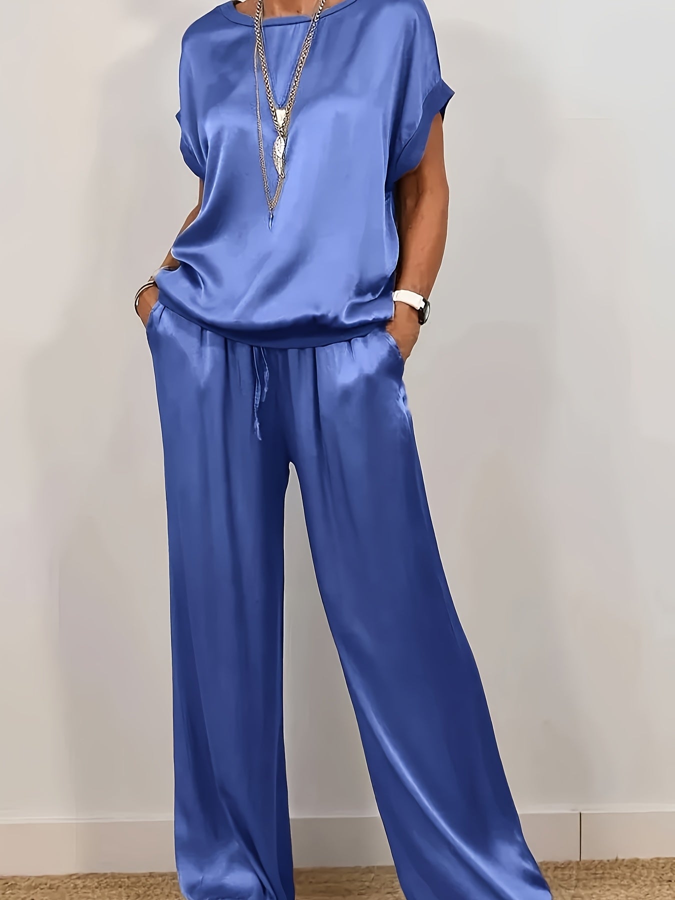 [Trendy Casual Set] Trendy Casual Set: Spring/Summer Loose Shirt & Wide Leg Pants