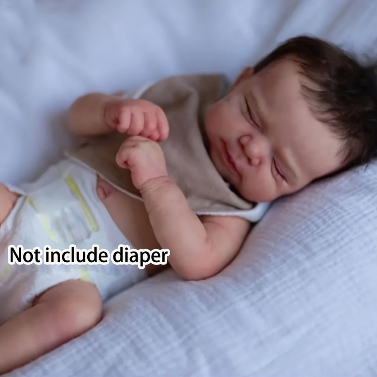 19" (48cm) Realistic Reborn Baby Doll with 3D-Painted Light Beige & Visible Veins - Soft Vinyl Lifelike Newborn Bebe Boy/Girl with Expressive Eyes, Closed Eyes & Closed Mouth - Safe Non-Toxic Material, Ideal Gift for Kids Age