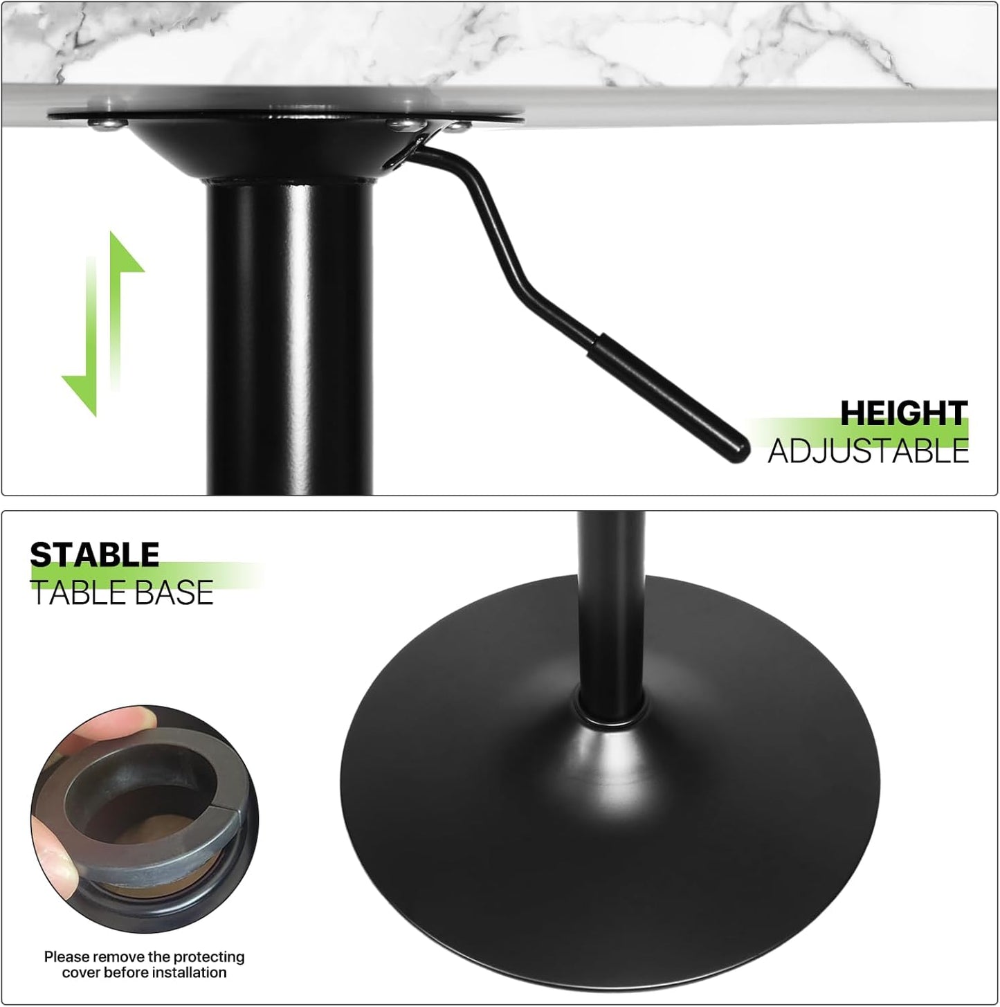 Magshion 23.5'' Round Adjustable Height Wood Bar Pub Table Adjustable Range 27.5""-36"" Living Room Dining Room Bar Cocktail