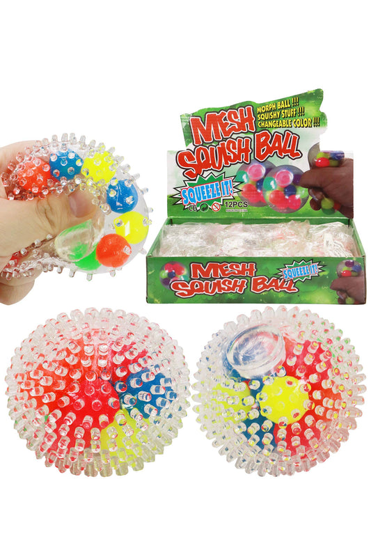 (1) Clear Spiky Colorful Squish Ball Toy