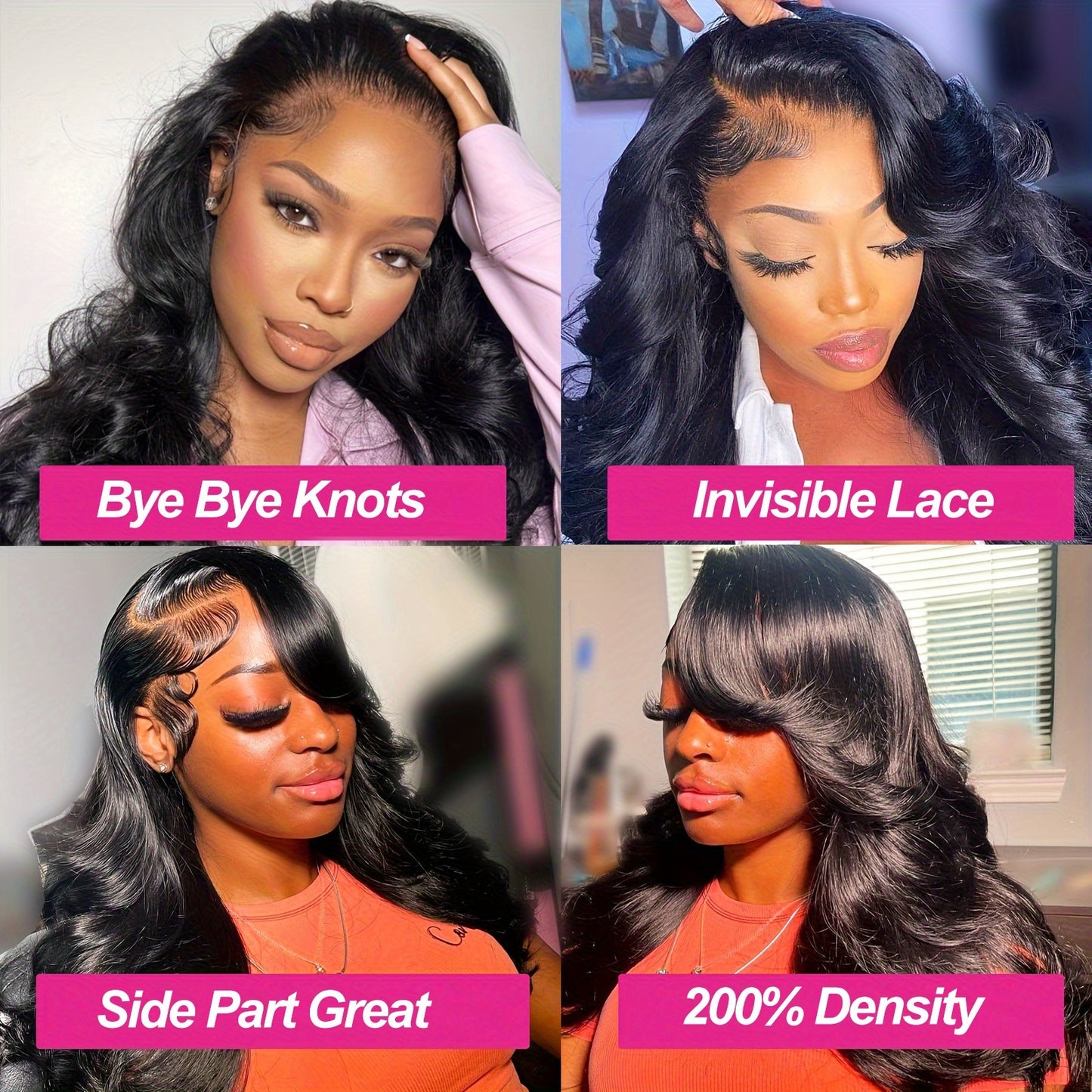 13*4 Body Wave Lace Front Wigs 13x4 Glueless Lace Wig Pre Plucked Hairline HD Transparent Lace Frontal Wigs For Women 200% Density Bye Bye Knots Wig