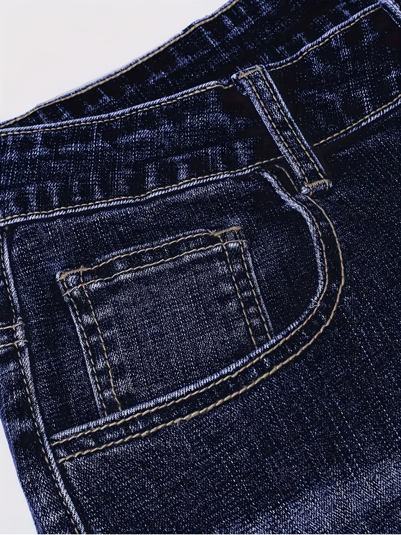 HME Men'S Heavy-Duty Fleece-Lined Winter Faux Denim - Thickened Insulated Faux Denim Trousers with Water-Washed Distressed Design, Mid-Rise Straight-Leg Fit & Beltless Zipper Closure | Cold-Resistant, Machine-Washable Retro A