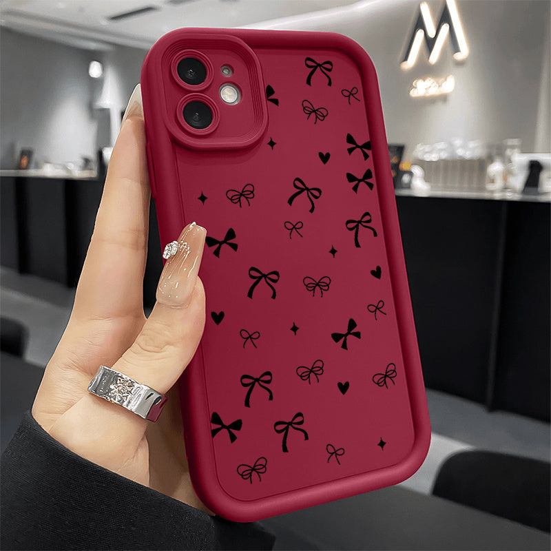 [Shockproof iPhone Case] iPhone Case | Heart Star Bowknot Pattern Shockproof Silicone TPU Bumper Drop Protection Cellphone Cover for 16 Pro Max 15 Plus 14 13 12 11 XR XS, Gift for Girls and Women