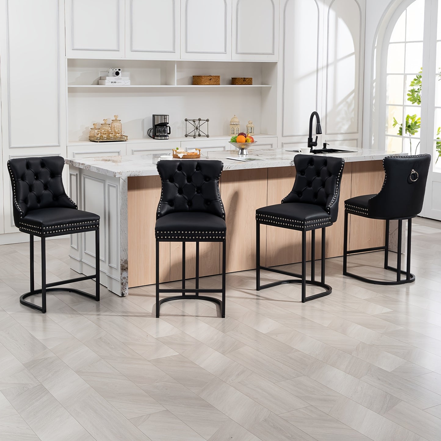 [Modern Bar Stool] 2/3/4pcs Set Modern Bar Stool - Performance Fabric Island Height for Home Kitchen