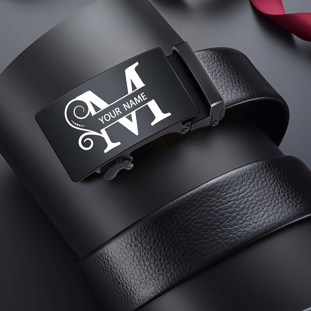 Personalized Customized Belt Engraving Text, Men'S Automatic Buckle Belt Texture Design, Customized Valentine'S Day Gifts For Boyfriends, Gifts For Fathers, Valentine'S Day Gifts, Halloween Gifts, Birthday Gift Customization,