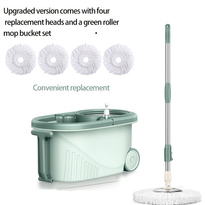 Mop Bucket Set, Spin Mop And Bucket With Wringing System, Bathroom Mop Bucket, 360° Spin Mop System With 4 Ultra-Fine Fiber Mop Replacement Heads, Suitable For Living Room, Bedroom, Kitchen, For Hardwood Tile Marble Floors