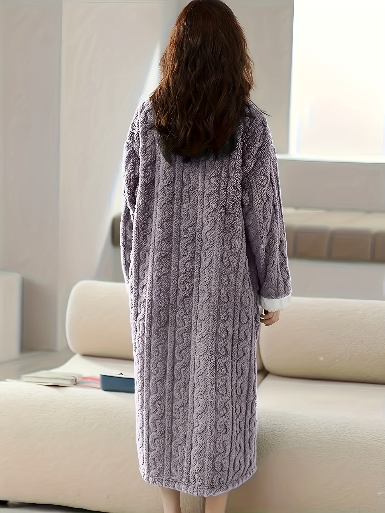 [Ultra-Soft Sleeprobe] Ultra-Soft Women's Heavy-Duty Coral Fleece Sleeprobe | Long Robe with Pockets, Non-Sheer Winter Nightgown for Cold Weather, Machine Washable Loungewear for Home, Spa, Lounge - Plush Robe, Cozy Home Atti